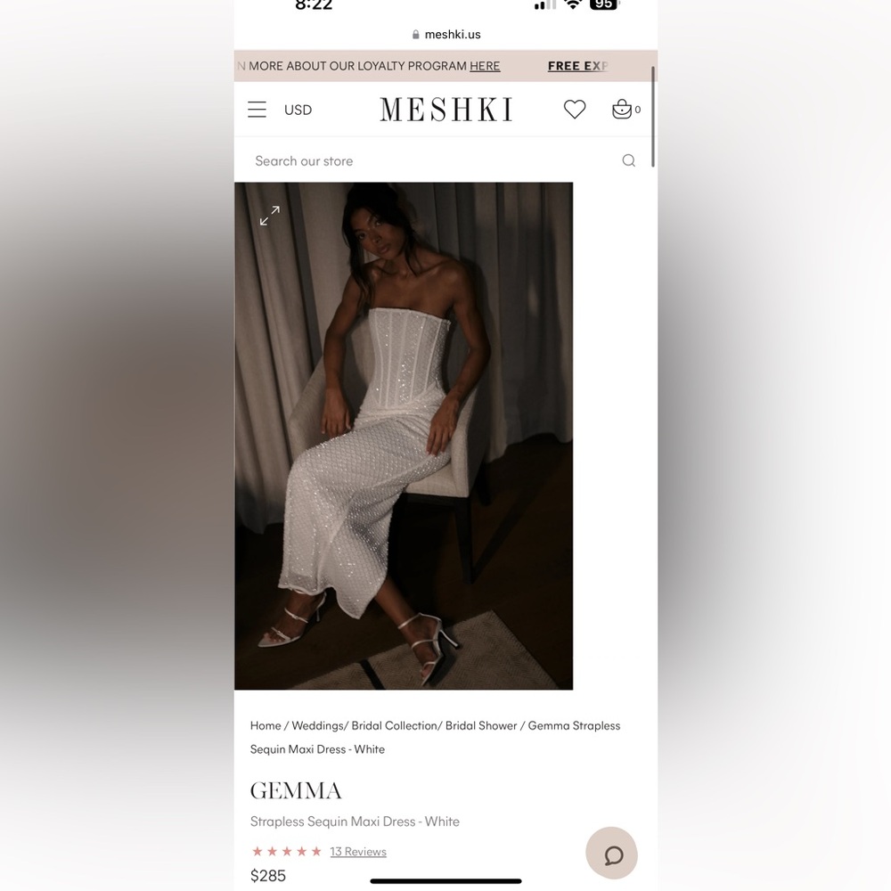 Meshki Gemma strapless sequin maxi dress